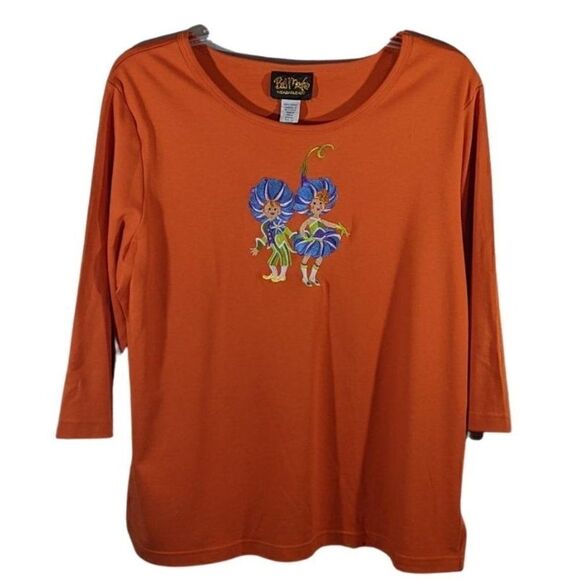 🆕NWOT BOB MACKIE WEARABLE ART ORANGE TUNIC W/EMBROIDERY - XL - Picture 1 of 5